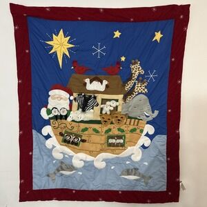 Home Interiors Wall Hanging Plush‎ Santa Noahs Ark Christmas Embellished 3D